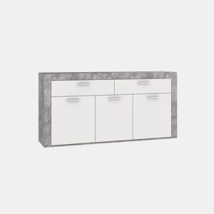 Aparador 3 portas e 2 gavetas AKRON branco e cinza