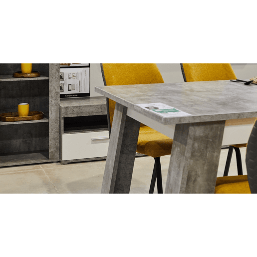 Mesa extensible de comedor AKRON branco e cinza Mesa extensible de comedor AKRON branco e cinza