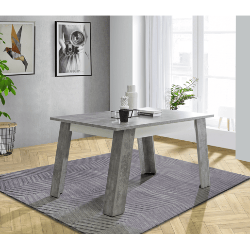 Mesa extensible de comedor AKRON branco e cinza Mesa extensible de comedor AKRON branco e cinza