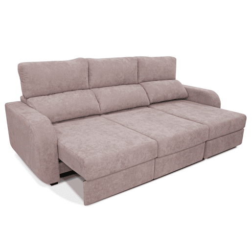 Chaise longue cama tecido APRIL dereita 4 lugares rosa