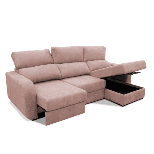 Chaise longue cama tecido APRIL dereita 4 lugares rosa