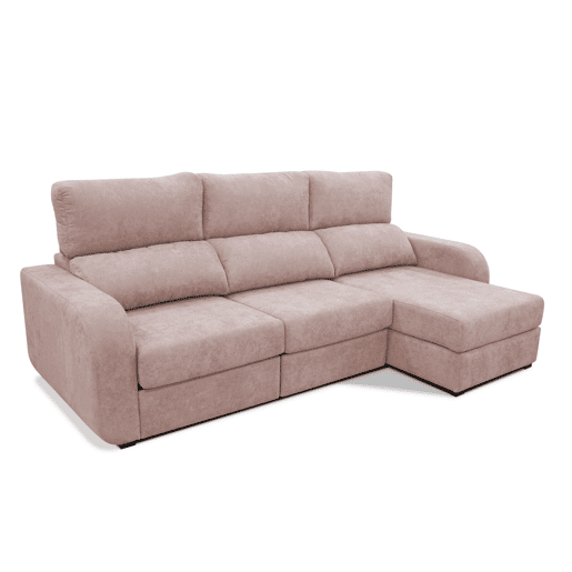 Chaise longue cama tecido APRIL dereita 4 lugares rosa