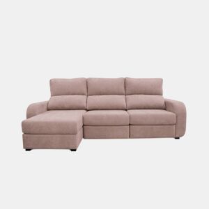 Chaise longue cama tecido APRIL esquerda 4 lugares rosa