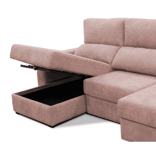 Chaise longue cama tecido APRIL esquerda 4 lugares rosa Chaise longue cama tecido APRIL esquerda 4 lugares rosa