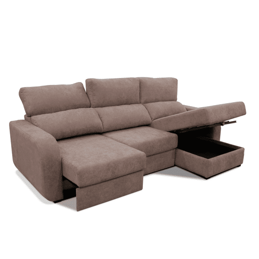 Chaise longue cama tecido APRIL dereita 4 lugares vison