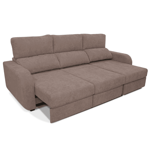 Chaise longue cama tecido APRIL dereita 4 lugares vison