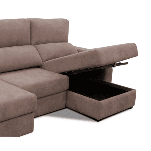Chaise longue cama tecido APRIL dereita 4 lugares vison