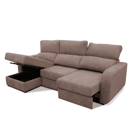 Chaise longue cama tecido APRIL esquerda 4 lugares vison