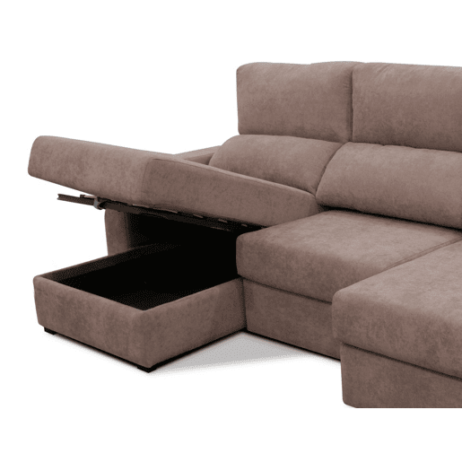 Chaise longue cama tecido APRIL esquerda 4 lugares vison
