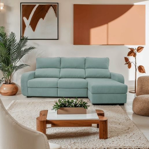 Chaise longue cama tecido APRIL dereita 4 lugares verde