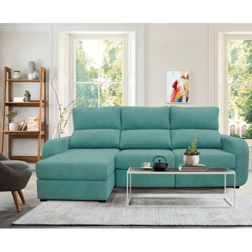Chaise longue cama tecido APRIL esquerda 4 lugares verde