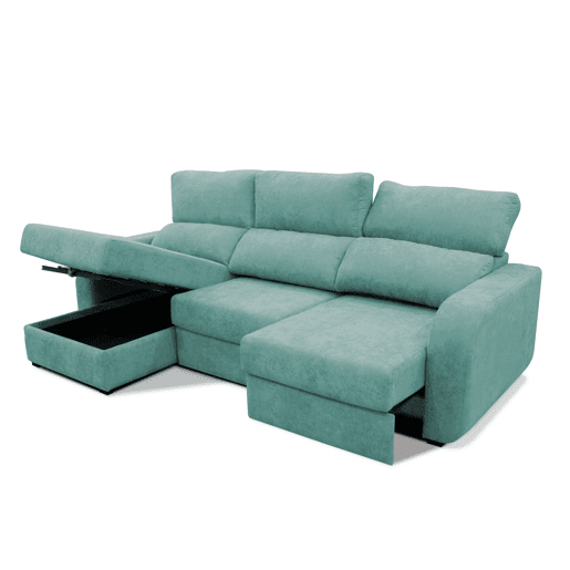 Chaise longue cama tecido APRIL esquerda 4 lugares verde