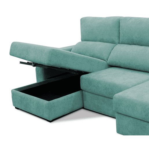 Chaise longue cama tecido APRIL esquerda 4 lugares verde