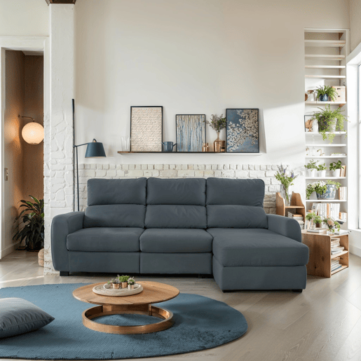 Chaise longue cama tecido APRIL dereita 4 lugares cinza