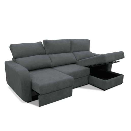 Chaise longue cama tecido APRIL dereita 4 lugares cinza