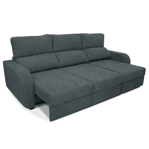 Chaise longue cama tecido APRIL dereita 4 lugares cinza