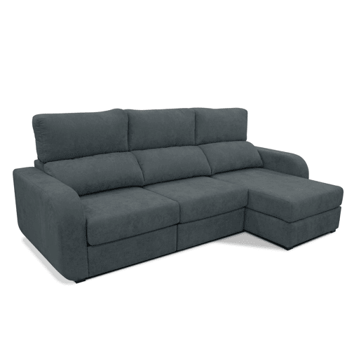 Chaise longue cama tecido APRIL dereita 4 lugares cinza