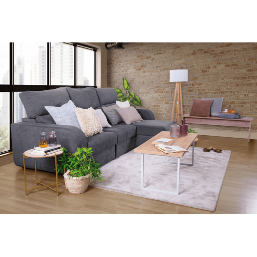 Chaise longue cama tecido APRIL dereita 4 lugares cinza