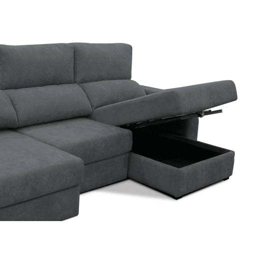 Chaise longue cama tecido APRIL dereita 4 lugares cinza