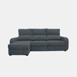 Chaise longue cama tecido APRIL esquerda 4 lugares cinza