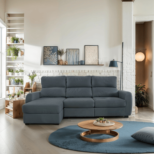 Chaise longue cama tecido APRIL esquerda 4 lugares cinza Chaise longue cama tecido APRIL esquerda 4 lugares cinza