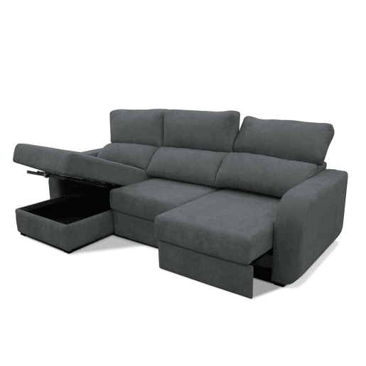 Chaise longue cama tecido APRIL esquerda 4 lugares cinza Chaise longue cama tecido APRIL esquerda 4 lugares cinza