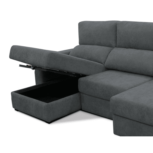 Chaise longue cama tecido APRIL esquerda 4 lugares cinza Chaise longue cama tecido APRIL esquerda 4 lugares cinza