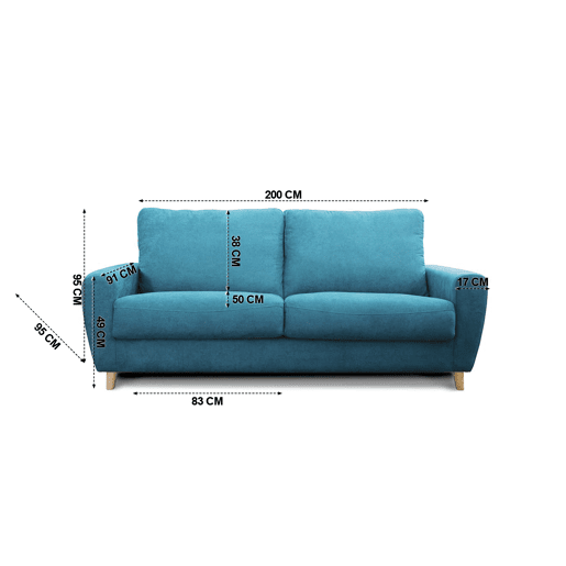 Sofá CHIEW 3 lugares cor turquesa Sofá CHIEW 3 lugares cor turquesa