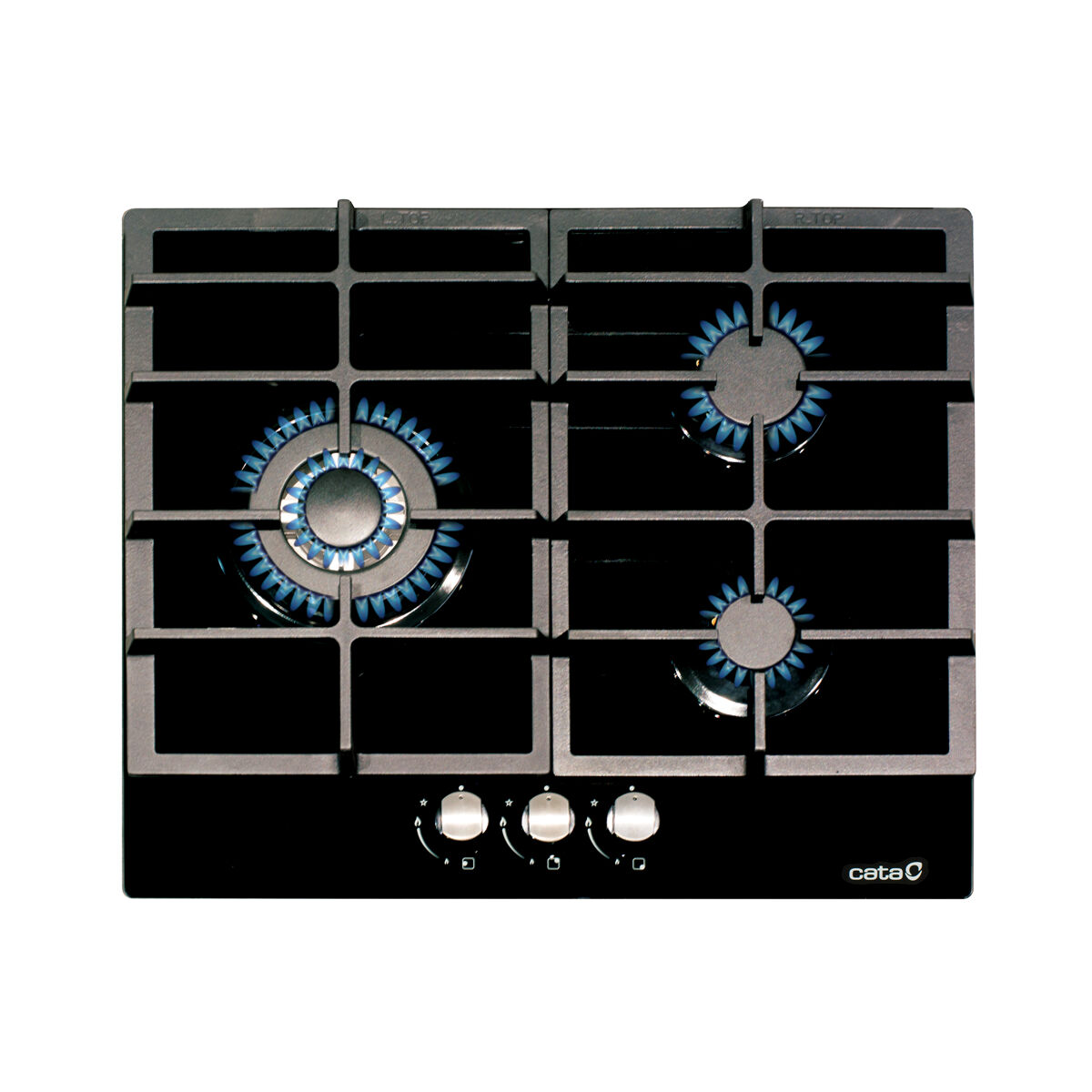 Placa cristal gas CATA LCI 6021BK 3 zonas 59cm negro