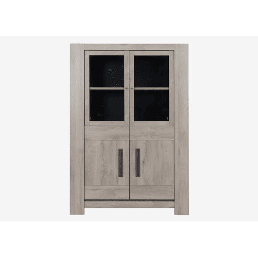 Vitrine de 4 portas BOSTON carvalho e cinza