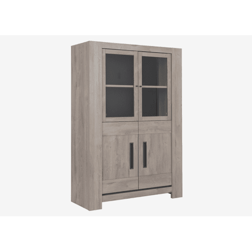 Vitrine de 4 portas BOSTON carvalho e cinza