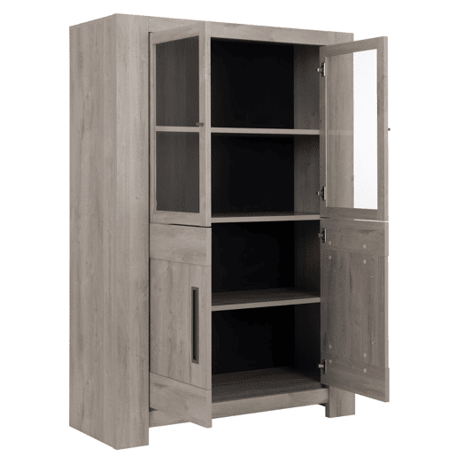 Vitrine de 4 portas BOSTON carvalho e cinza