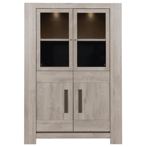 Vitrine de 4 portas BOSTON carvalho e cinza