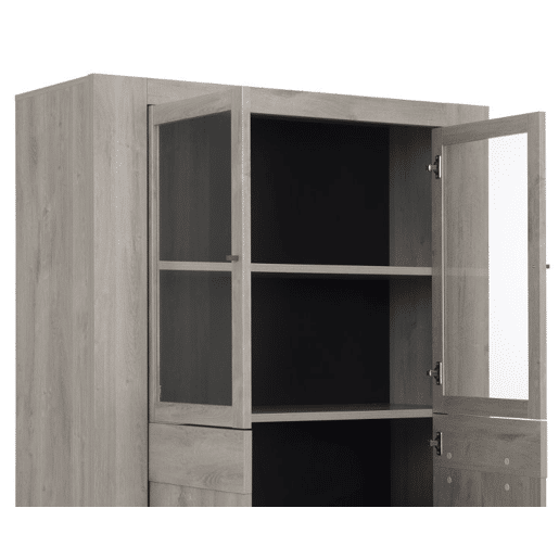 Vitrine de 4 portas BOSTON carvalho e cinza