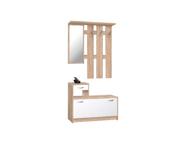 Mueble recibidor con zapatero y espejo HELA