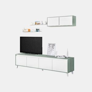Móvel de sala LINE branco e cimento