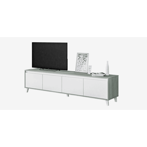 Móvel de sala LINE branco e cimento Móvel de sala LINE branco e cimento