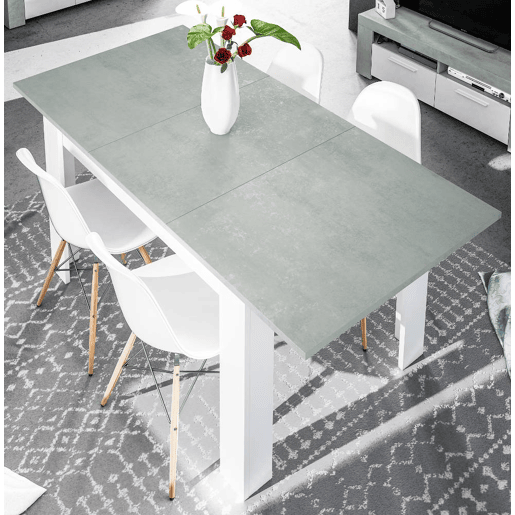 Mesa de jantar extensível LINE branco e cinza Mesa de jantar extensível LINE branco e cinza
