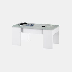 Mesa de centro elevável LINE II branco e cimento