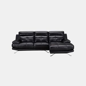Chaise longue de pele 4 lugares HAWAI lado direito cor preta
