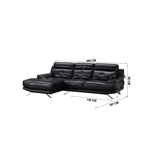 Chaise longue de pele 4 lugares HAWAI lado esquerdo cor preta