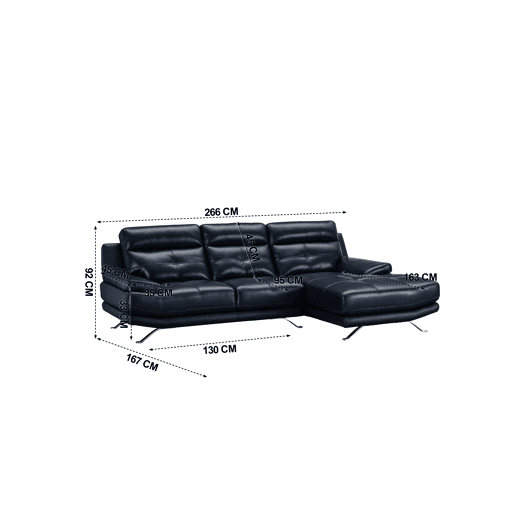 Chaise longue de pele 4 lugares HAWAI lado direito azul marinho