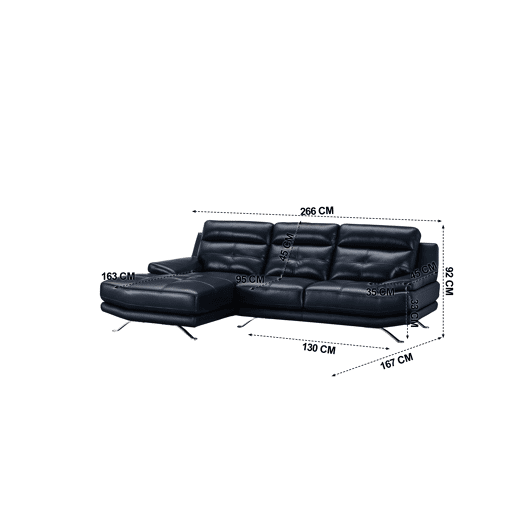 Chaise longue de pele 4 lugares HAWAI lado esquerdo azul marinho