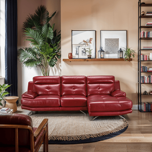 Chaise longue de pele 4 lugares HAWAI lado direito cor vermelha