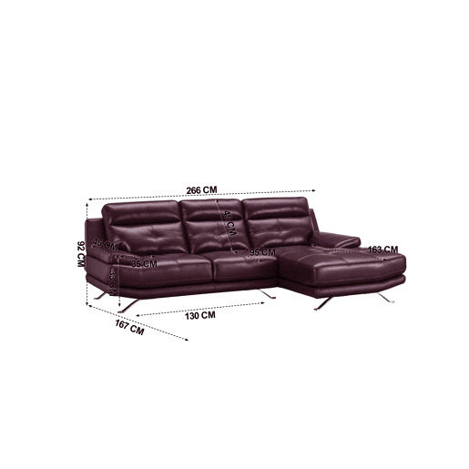 Chaise longue de pele 4 lugares HAWAI lado direito cor vermelha