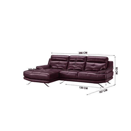 Chaise longue de pele HAWAI lado esquerdo cor vermelha Chaise longue de pele HAWAI lado esquerdo cor vermelha