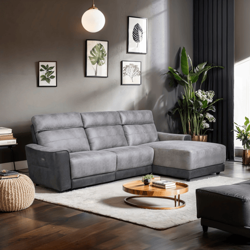 Chaise longue relax elétrico 4 lugares MOON lado dereito cinza