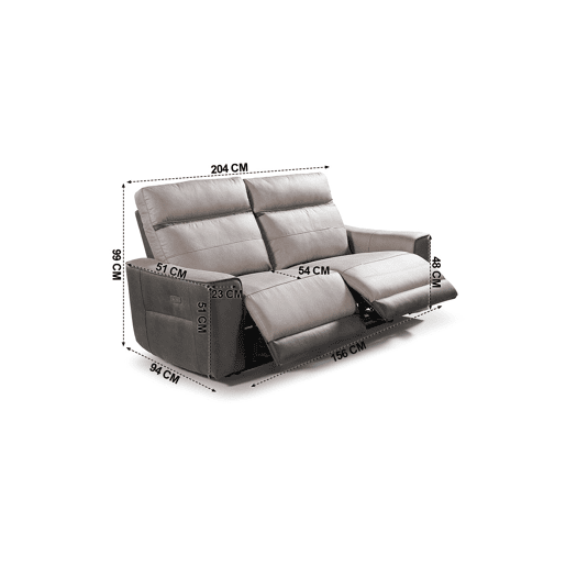 Sofá relax eléctrico 3 lugares MOON cinza Sofá relax eléctrico 3 lugares MOON cinza