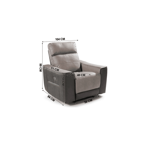 Poltrona relax elétrico pele cor cinza MOON Poltrona relax elétrico pele cor cinza MOON