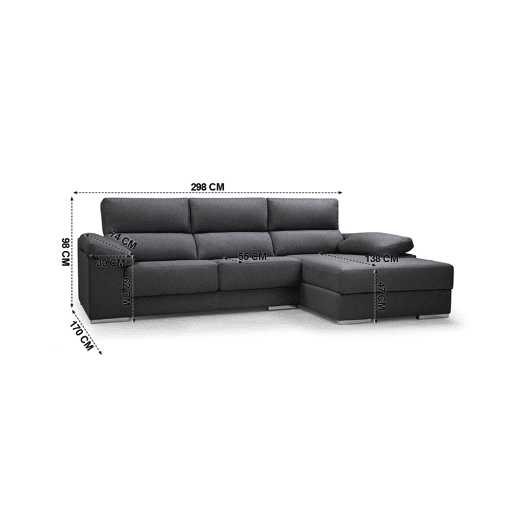 Chaise longue 4 lugares NOEMI XL lado direito cor antracite